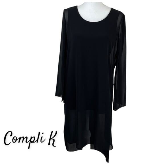 Compli K Sheer Black Party Event Date Night Quiet Luxury Dress NWT Size S - Picture 2 of 14